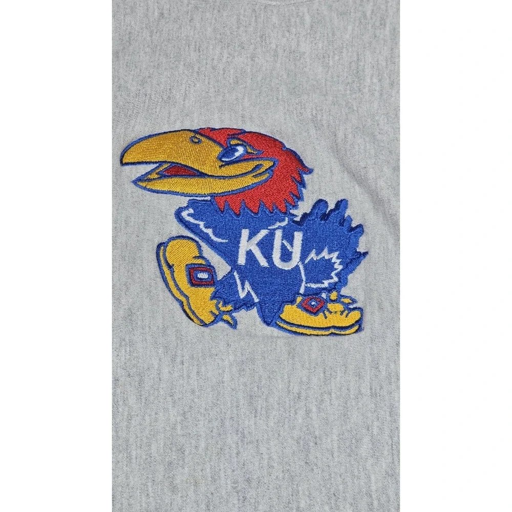 VTG Champion‎ KU Kansas Jayhawks Reverse Weave Sweater Mens XL Crewneck USA Made - Picture 5 of 7